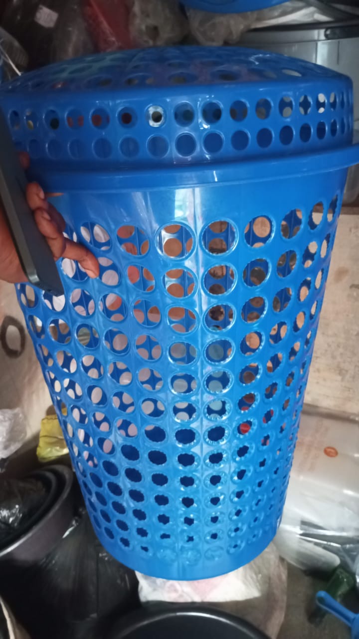 Blue laundry basket