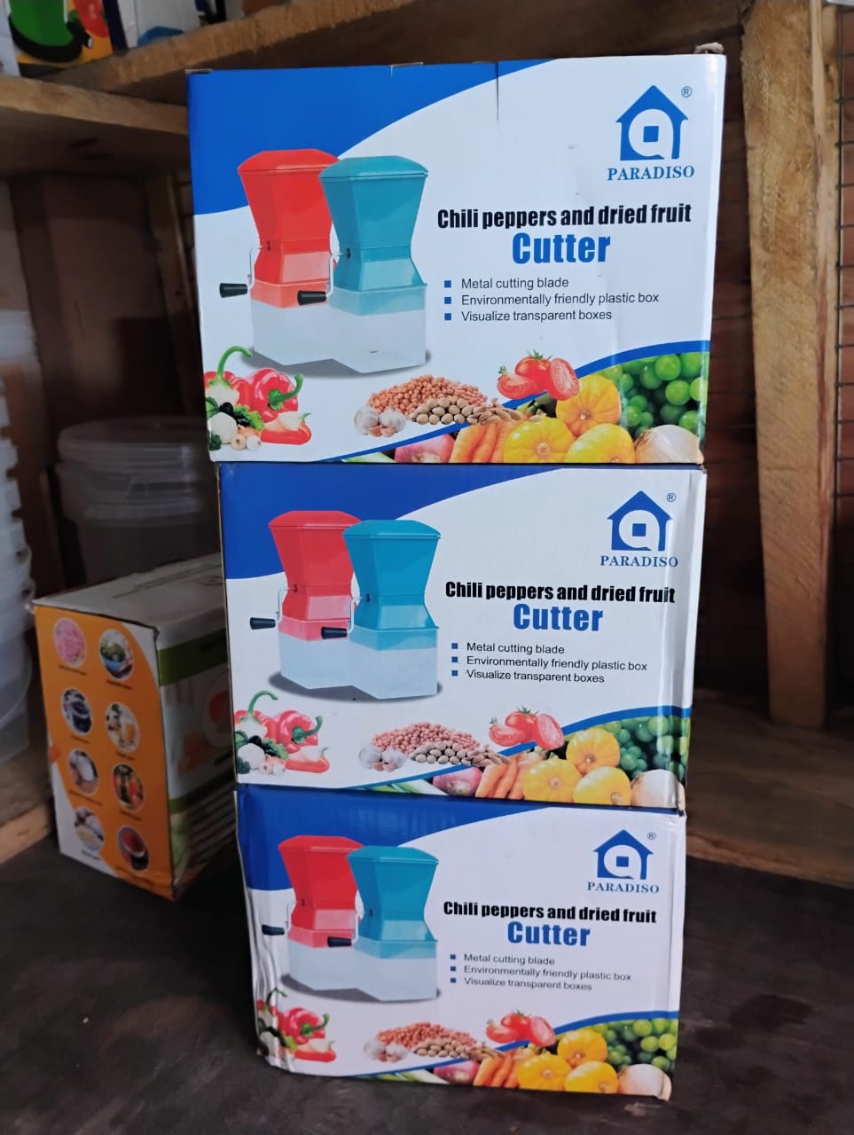 Stacked chilli cutter cartons for bulk orders section